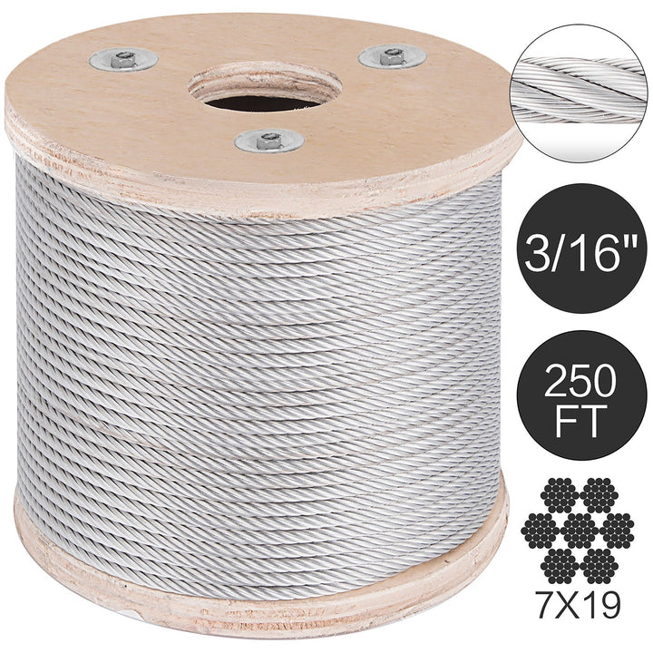 VEVOR 250-ft Silver Stainless Steel Cable