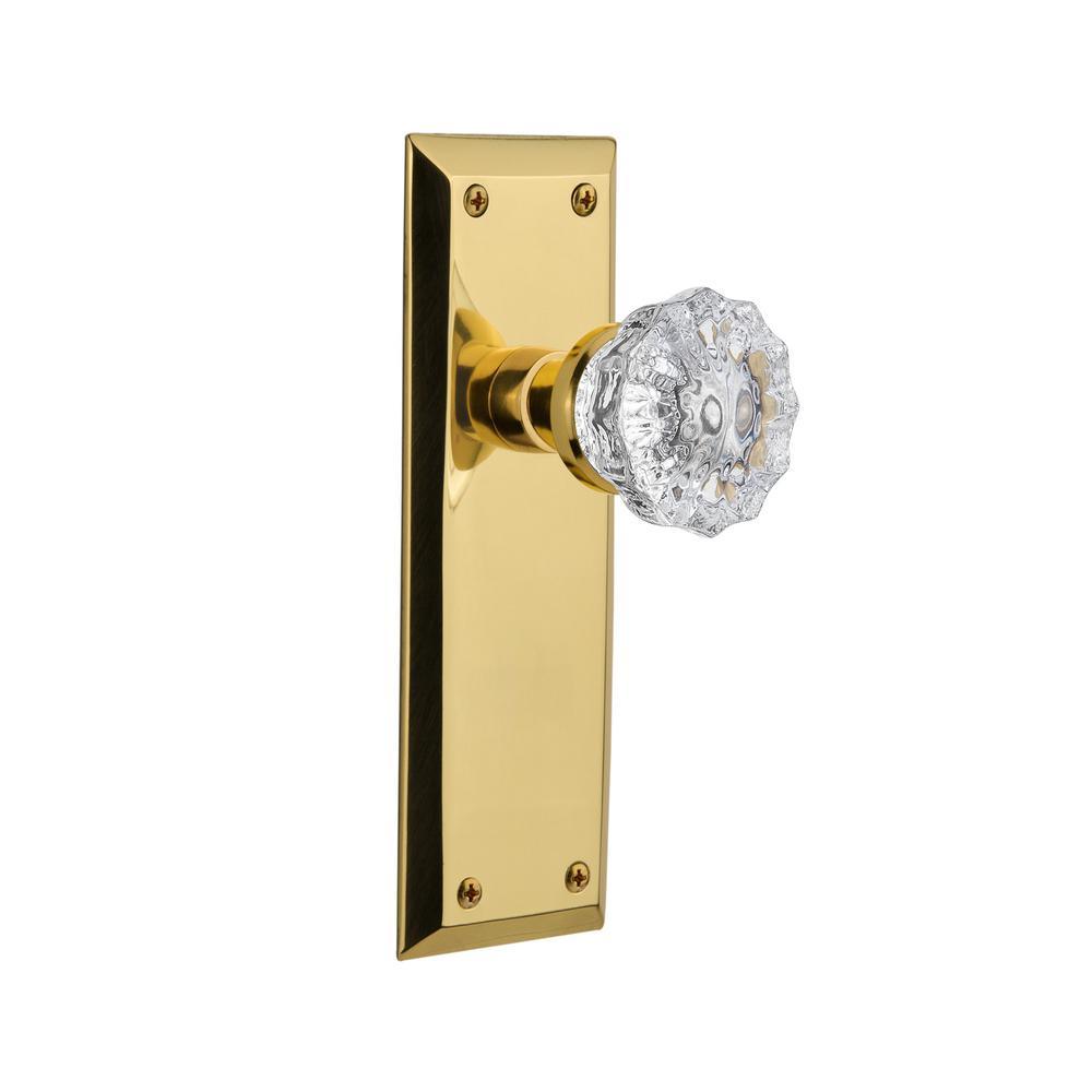 New York Plate 2-3/8 in. Backset Oil-Rubbed Bronze Privacy Bed/Bath Crystal Glass Door Knob - Super Arbor