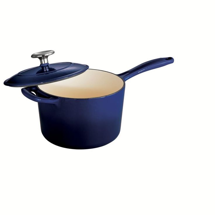 Gourmet 2.5 qt. Porcelain-Enameled Cast Iron Sauce Pan in Gradated Cobalt with Lid