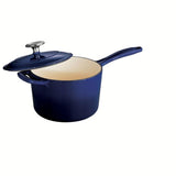 Gourmet 2.5 qt. Porcelain-Enameled Cast Iron Sauce Pan in Gradated Cobalt with Lid