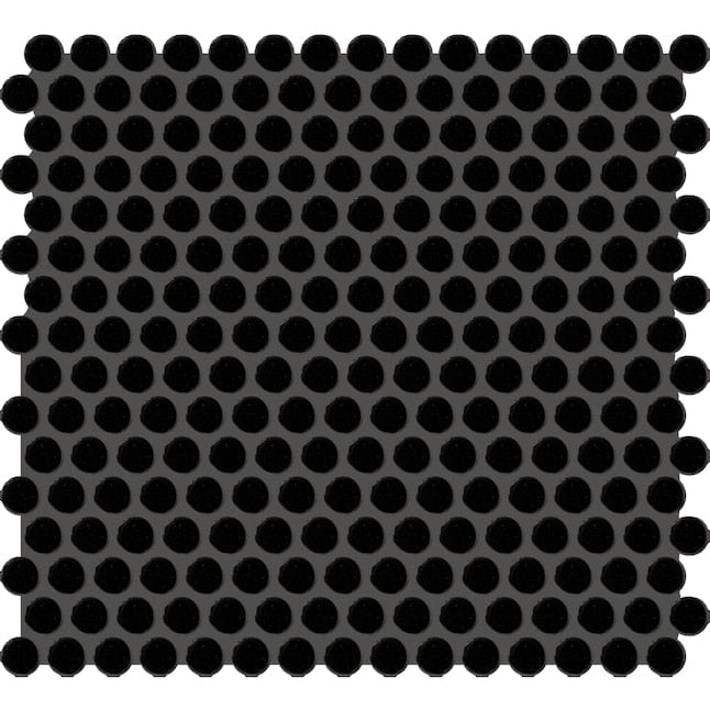 American Olean Color Ways Black 11-in x 13-in Glossy Ceramic Penny Round Patterned Wall Tile (10.5-sq. ft/ Carton)