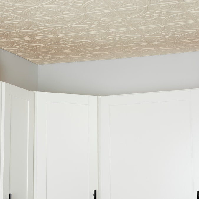 Dimensions 4-ft x 2-ft Creme Polystyrene Surface-mount Ceiling Plank (1-Pack, 8-sq ft / Case)