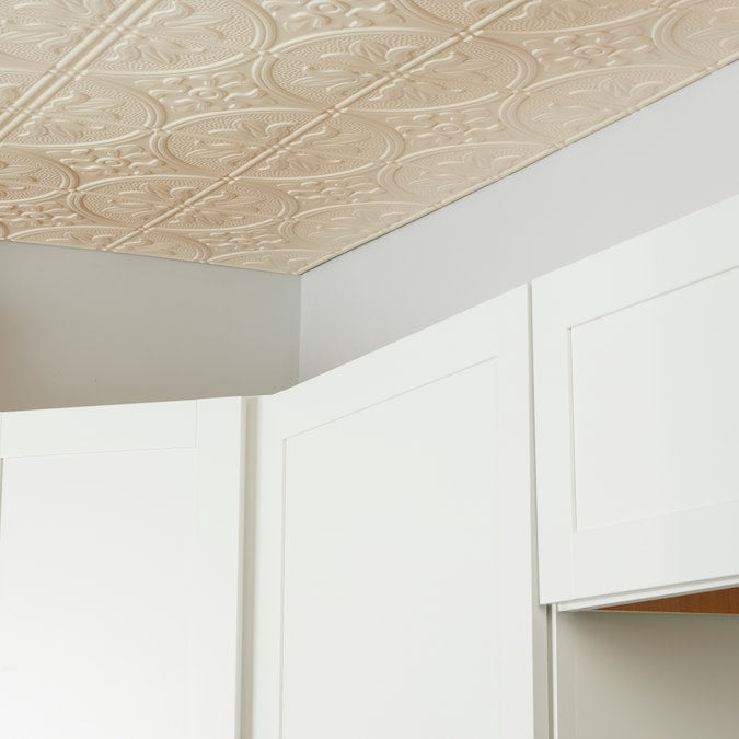 Dimensions 4-ft x 2-ft Creme Polystyrene Surface-mount Ceiling Plank (1-Pack, 8-sq ft / Case)