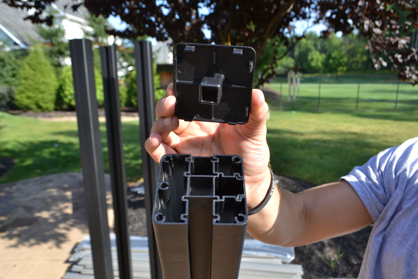 Infinity Euro 4-ft H Black Composite Fence with Post Cap