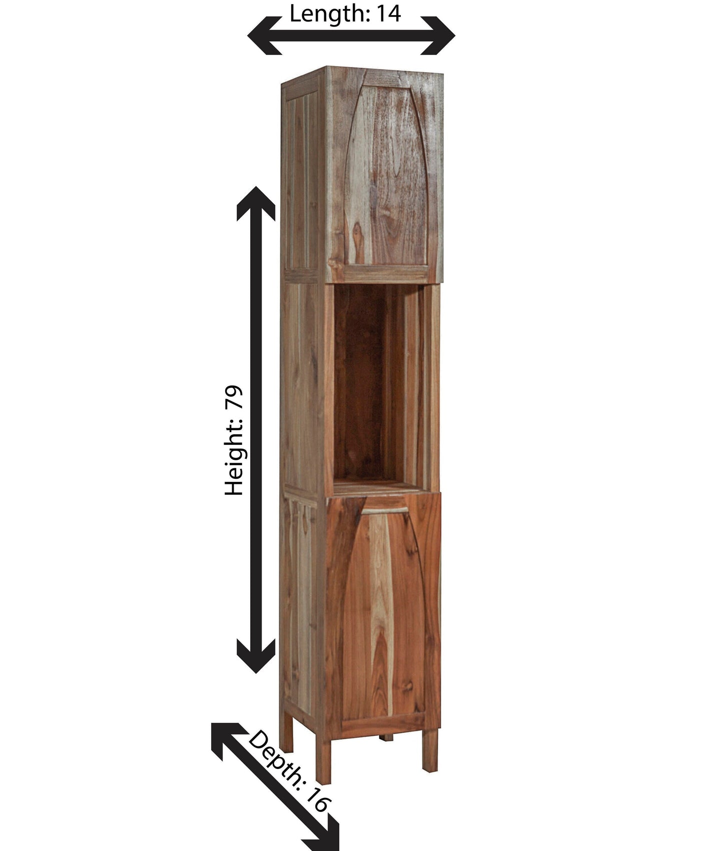 EcoDecors Tranquility 17-in x 79-in x 14-in Brown Wood Freestanding Linen Cabinet