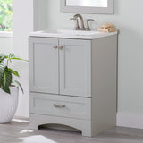 Diamond NOW Cassidy 24.5-in Pearl Gray Single-Sink Bathroom Vanity with White Cultured Marble Top