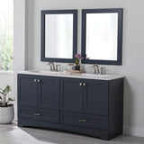 Diamond NOW Cassidy 60-in Deep Blue Double Sink Bathroom Vanity with White Cultured Marble Top
