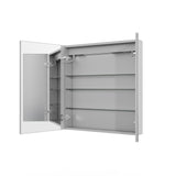 ExBrite 30-in x 32-in Lighted LED Fog Free Surface/Recessed Mount Silver Mirrored Soft Close Medicine Cabinet with Outlet