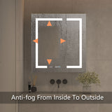 ExBrite 30-in x 32-in Lighted LED Fog Free Surface/Recessed Mount Silver Mirrored Soft Close Medicine Cabinet with Outlet