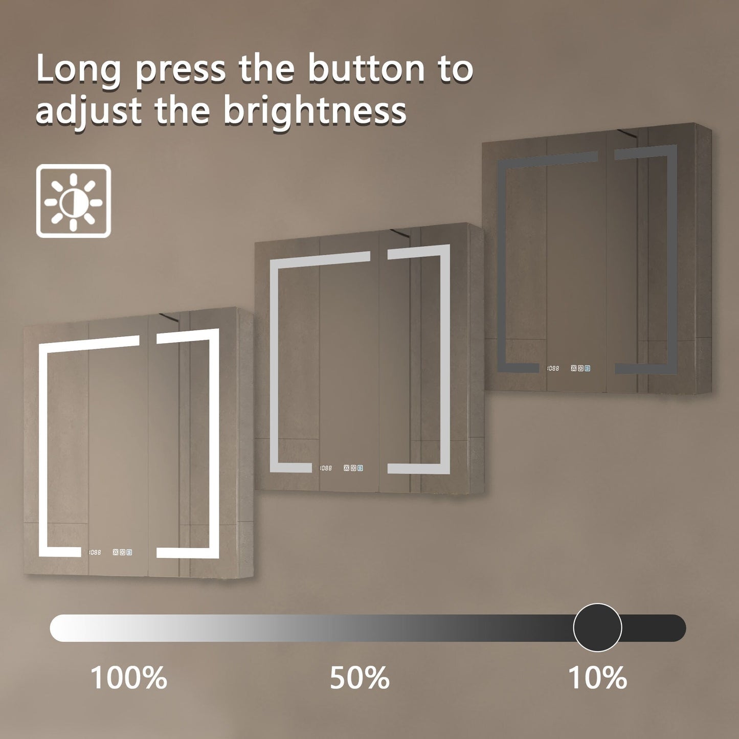ExBrite 30-in x 32-in Lighted LED Fog Free Surface/Recessed Mount Silver Mirrored Soft Close Medicine Cabinet with Outlet
