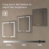 ExBrite 30-in x 32-in Lighted LED Fog Free Surface/Recessed Mount Silver Mirrored Soft Close Medicine Cabinet with Outlet
