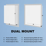 ExBrite 30-in x 32-in Lighted LED Fog Free Surface/Recessed Mount Silver Mirrored Soft Close Medicine Cabinet with Outlet