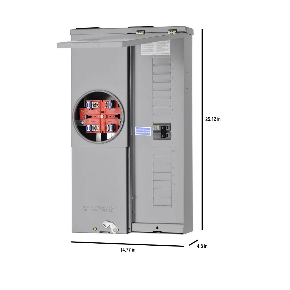 Square D Homeline Ring Type Overhead/Underground 100-Amp 16-space load center - side view
