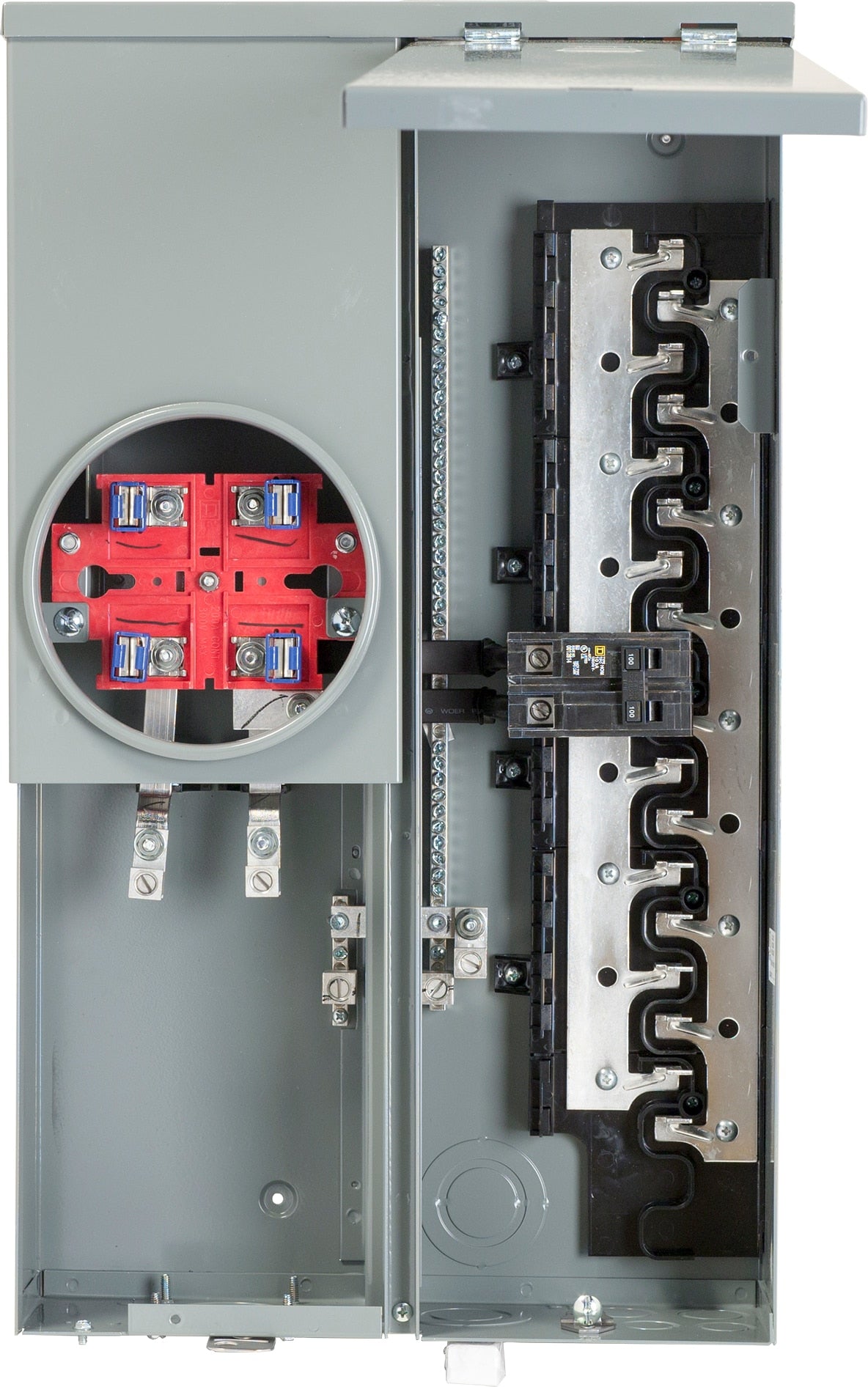 Square D Homeline Ring Type Overhead/Underground 100-Amp 16-space load center - front view