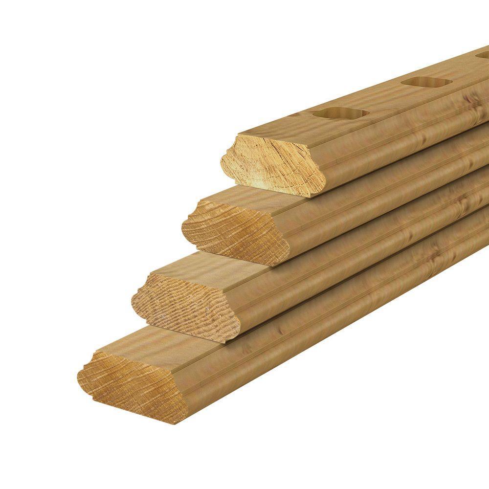 2 in. x 4 in. x 6 ft. Pressure-Treated Routed Hand Rail (4-Pack) - Super Arbor
