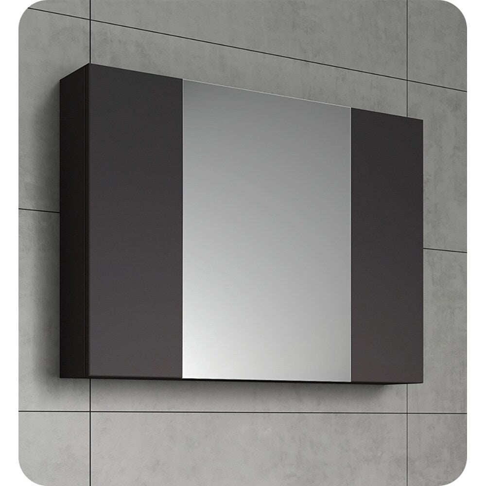 Fresca Modello 32-in x 23.65-in Surface Mount Espresso Mirrored Soft Close Medicine Cabinet