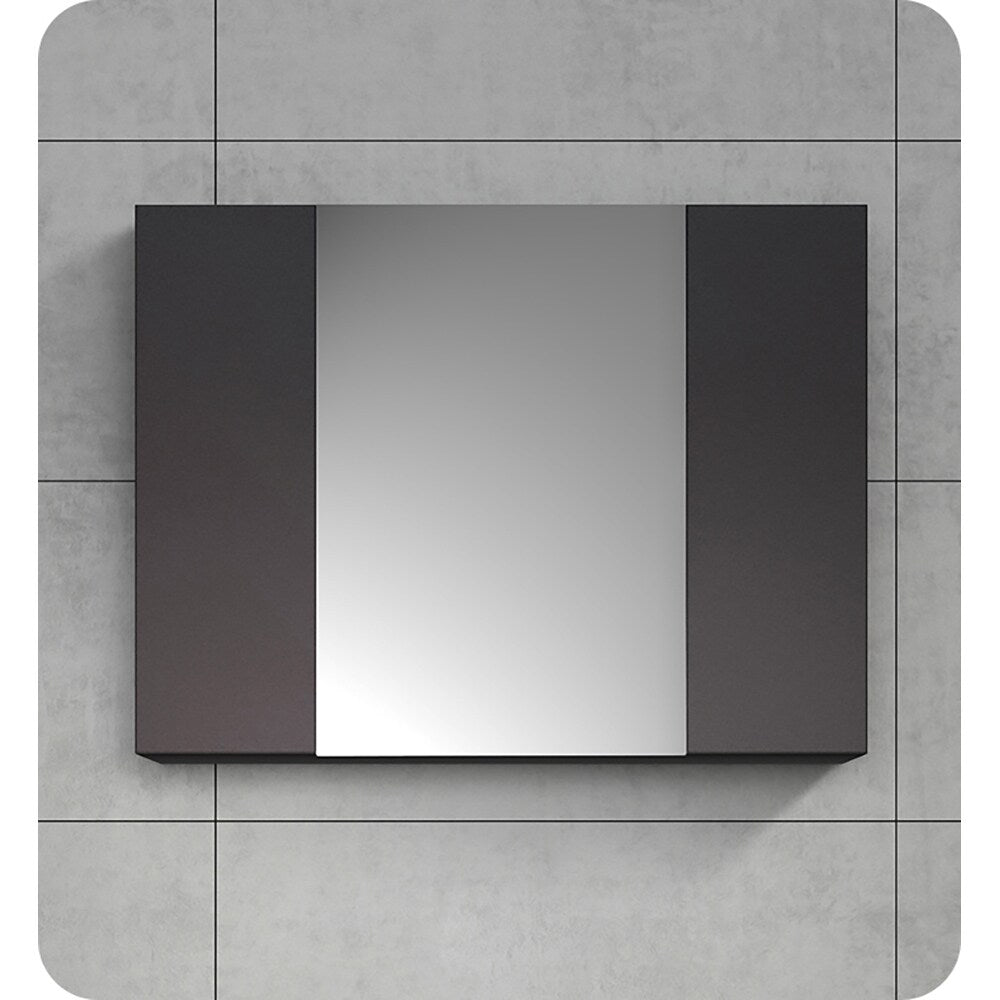 Fresca Modello 32-in x 23.65-in Surface Mount Espresso Mirrored Soft Close Medicine Cabinet