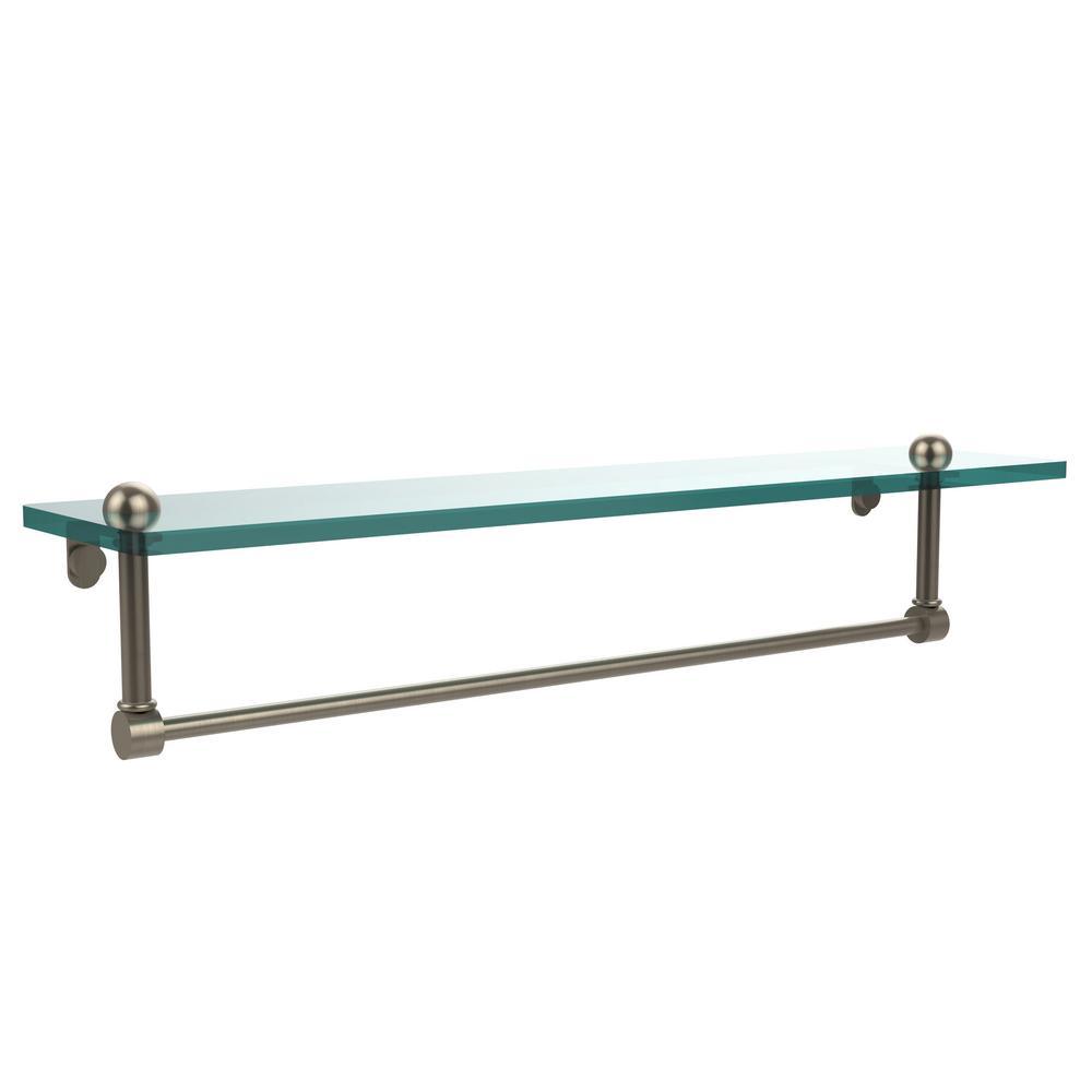 22 in. L  x 5 in. H  x 5 in. W Clear Glass Vanity Bathroom Shelf with Towel Bar in Antique Bronze - Super Arbor