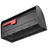 MB2 Post Mount Mailbox Black with Red Flag - Super Arbor