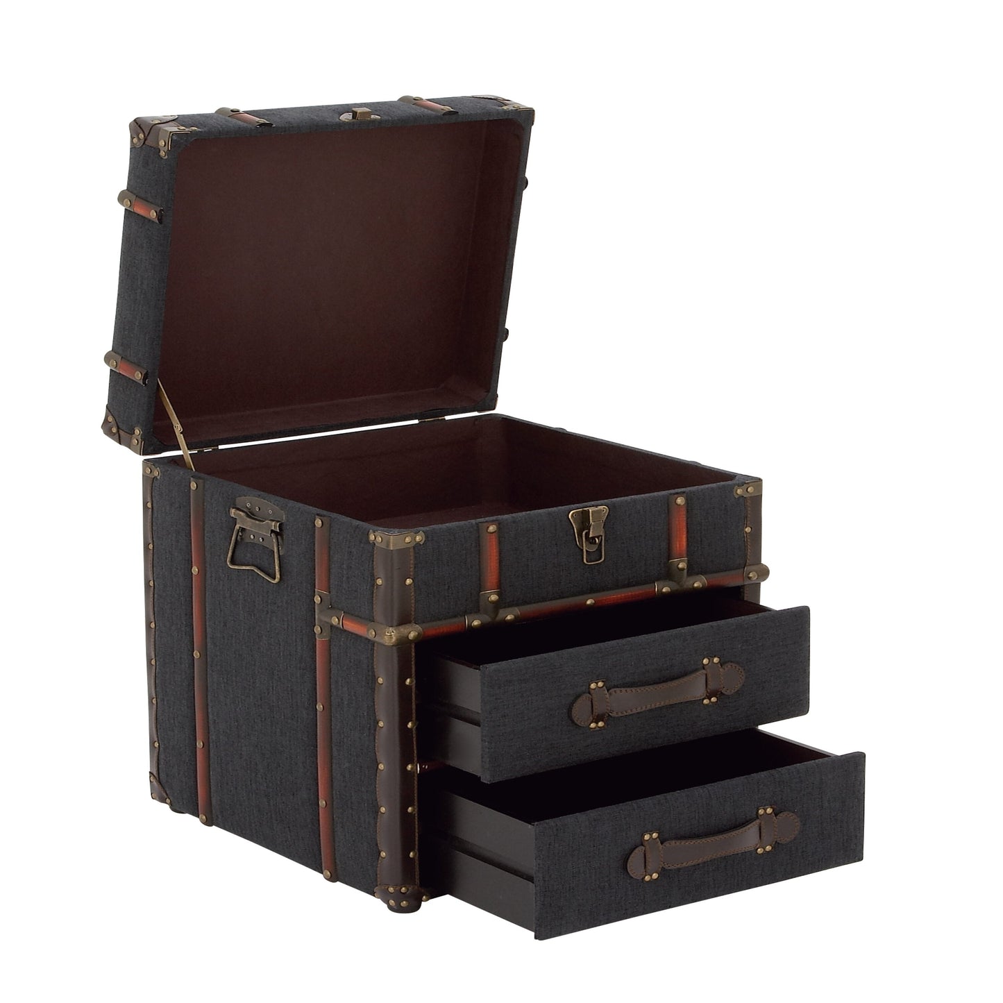 Grayson Lane Blue Upholstered 2 Drawer with Buckle Hinged Top 2-Drawer Accent Chest
