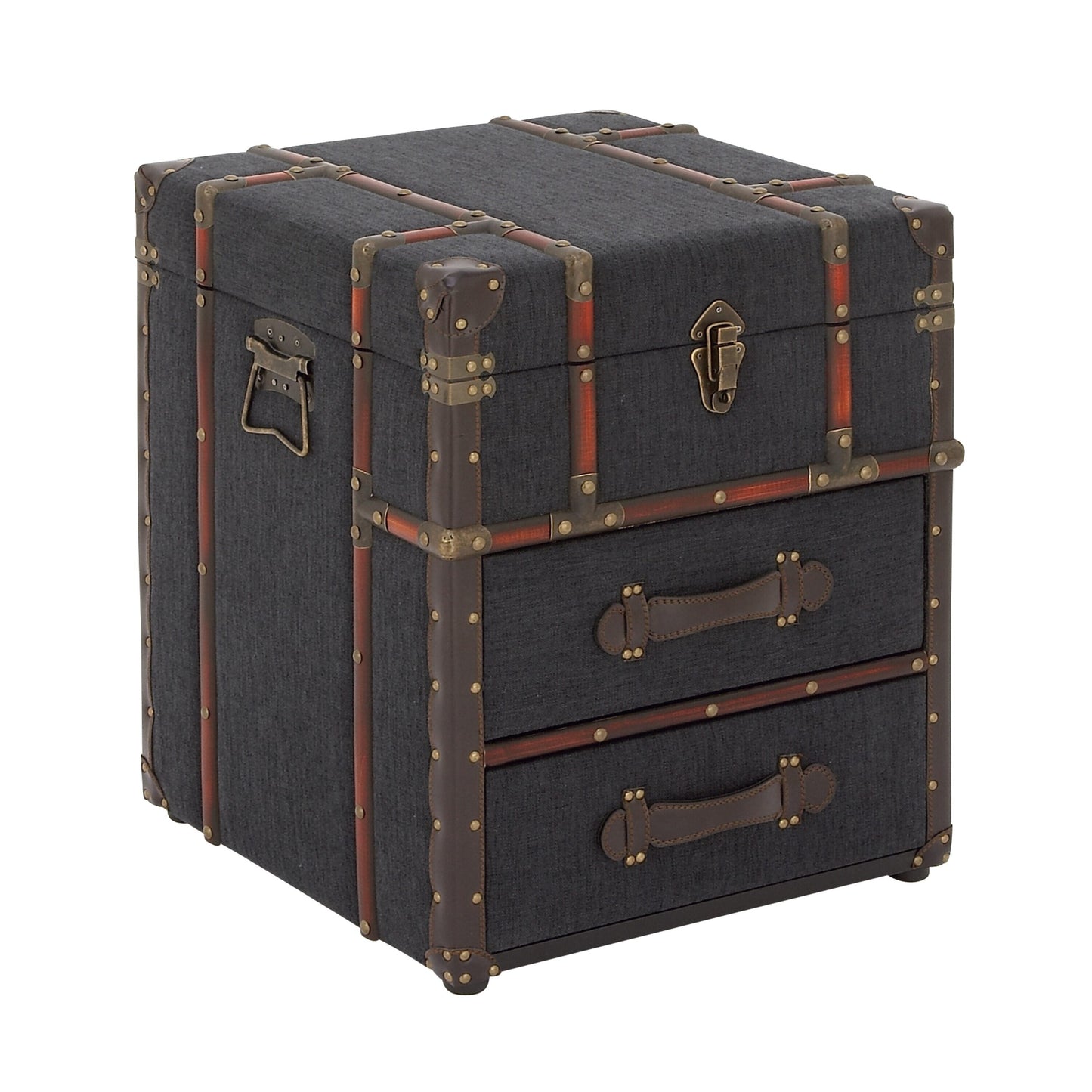 Grayson Lane Blue Upholstered 2 Drawer with Buckle Hinged Top 2-Drawer Accent Chest