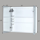 Winado 32-in x 28-in Lighted LED Fog Free Surface/Recessed Mount White Mirrored Medicine Cabinet with Outlet