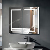 Winado 32-in x 28-in Lighted LED Fog Free Surface/Recessed Mount White Mirrored Medicine Cabinet with Outlet
