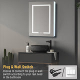 Winado 20-in x 28-in Lighted LED Fog Free Surface/Recessed Mount White Mirrored Medicine Cabinet with Outlet