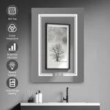 Winado 20-in x 28-in Lighted LED Fog Free Surface/Recessed Mount White Mirrored Medicine Cabinet with Outlet