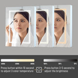 Winado 20-in x 28-in Lighted LED Fog Free Surface/Recessed Mount White Mirrored Medicine Cabinet with Outlet