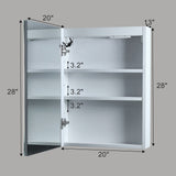 Winado 20-in x 28-in Lighted LED Fog Free Surface/Recessed Mount White Mirrored Medicine Cabinet with Outlet