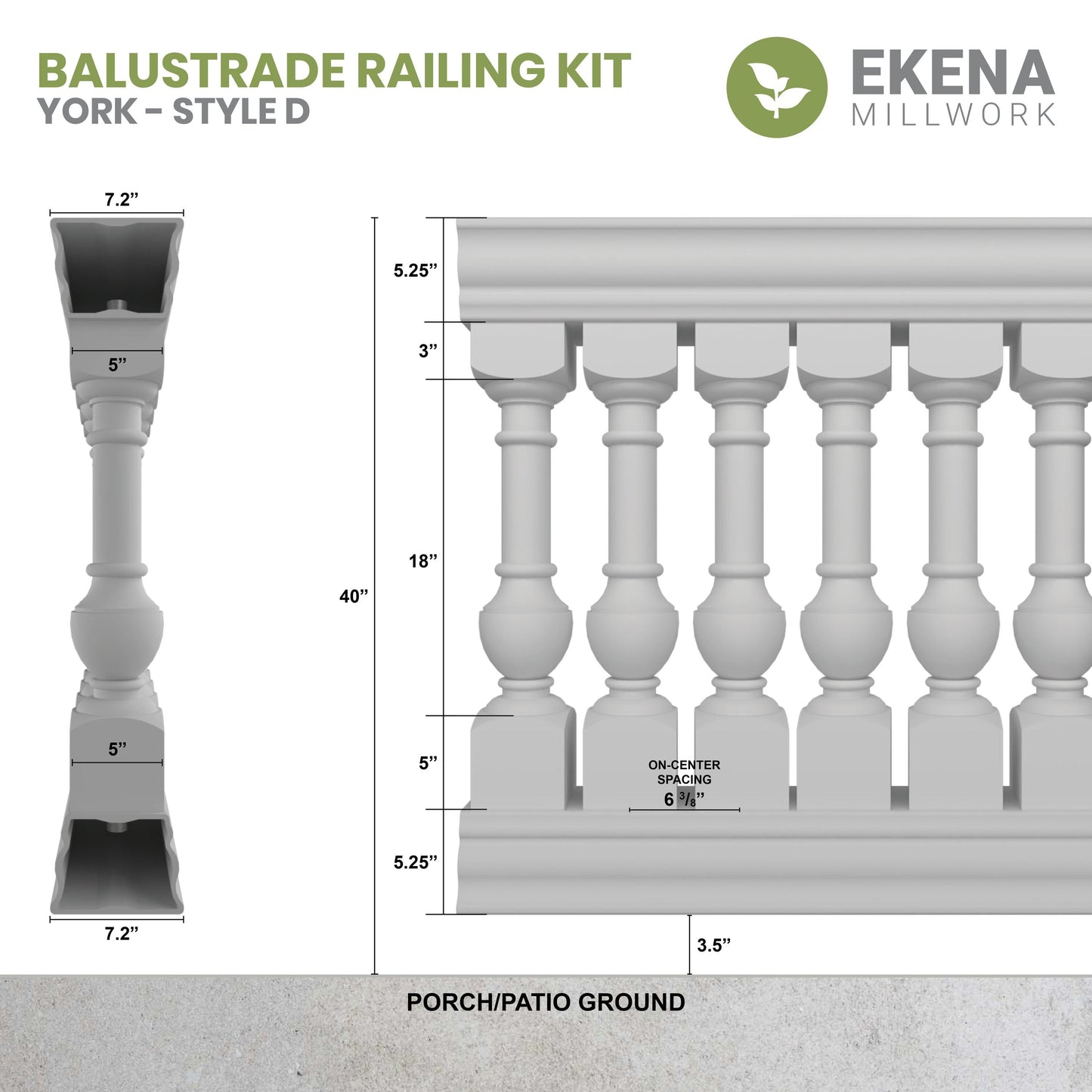 Ekena Millwork FiberThane York Fiberglass Deck Rail Kit
