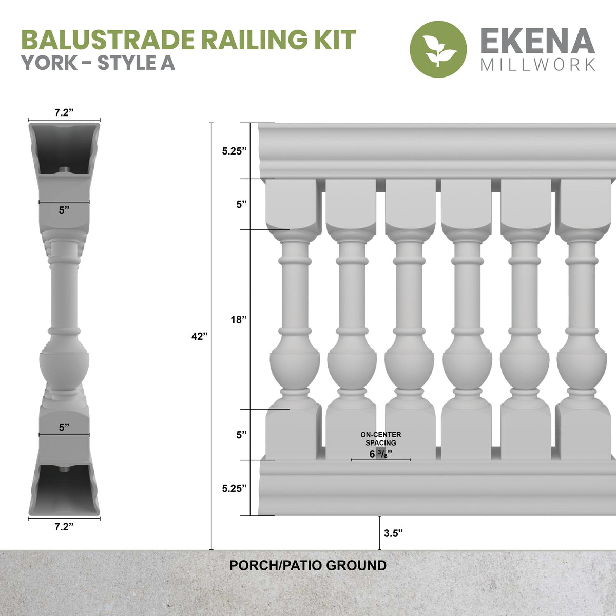 Ekena Millwork FiberThane York Fiberglass Deck Rail Kit