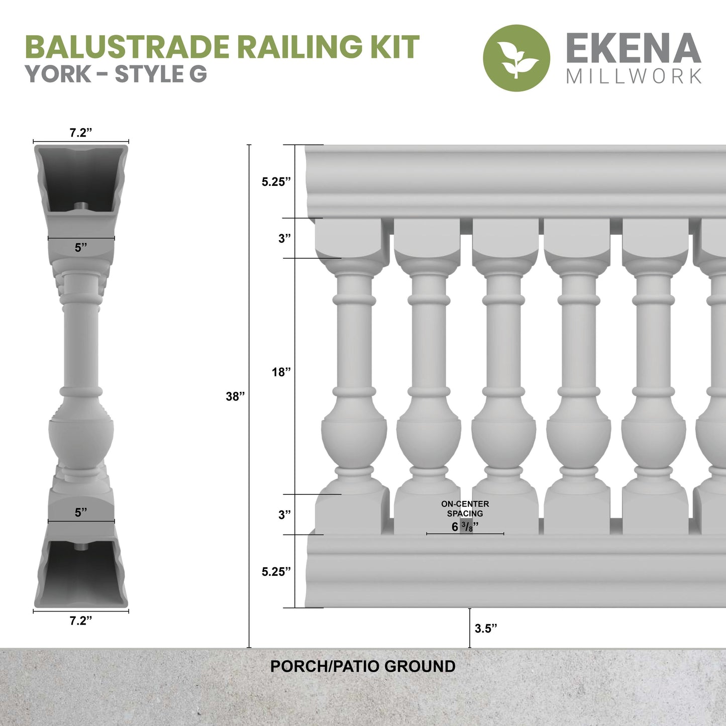 Ekena Millwork FiberThane York Fiberglass Deck Rail Kit