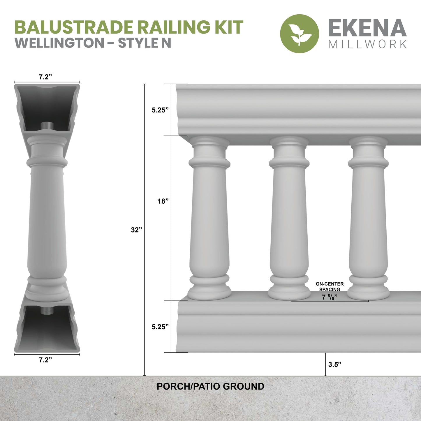 Ekena Millwork FiberThane Wellington Fiberglass Deck Rail Kit