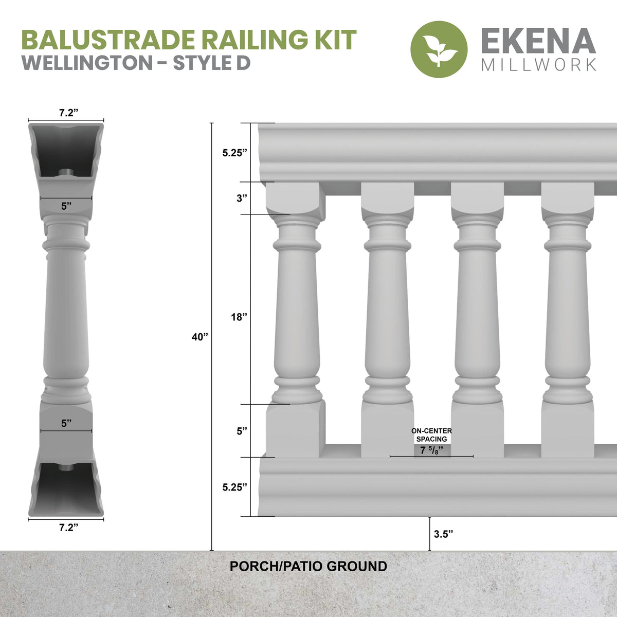 Ekena Millwork FiberThane White Fiberglass Deck Rail Kit