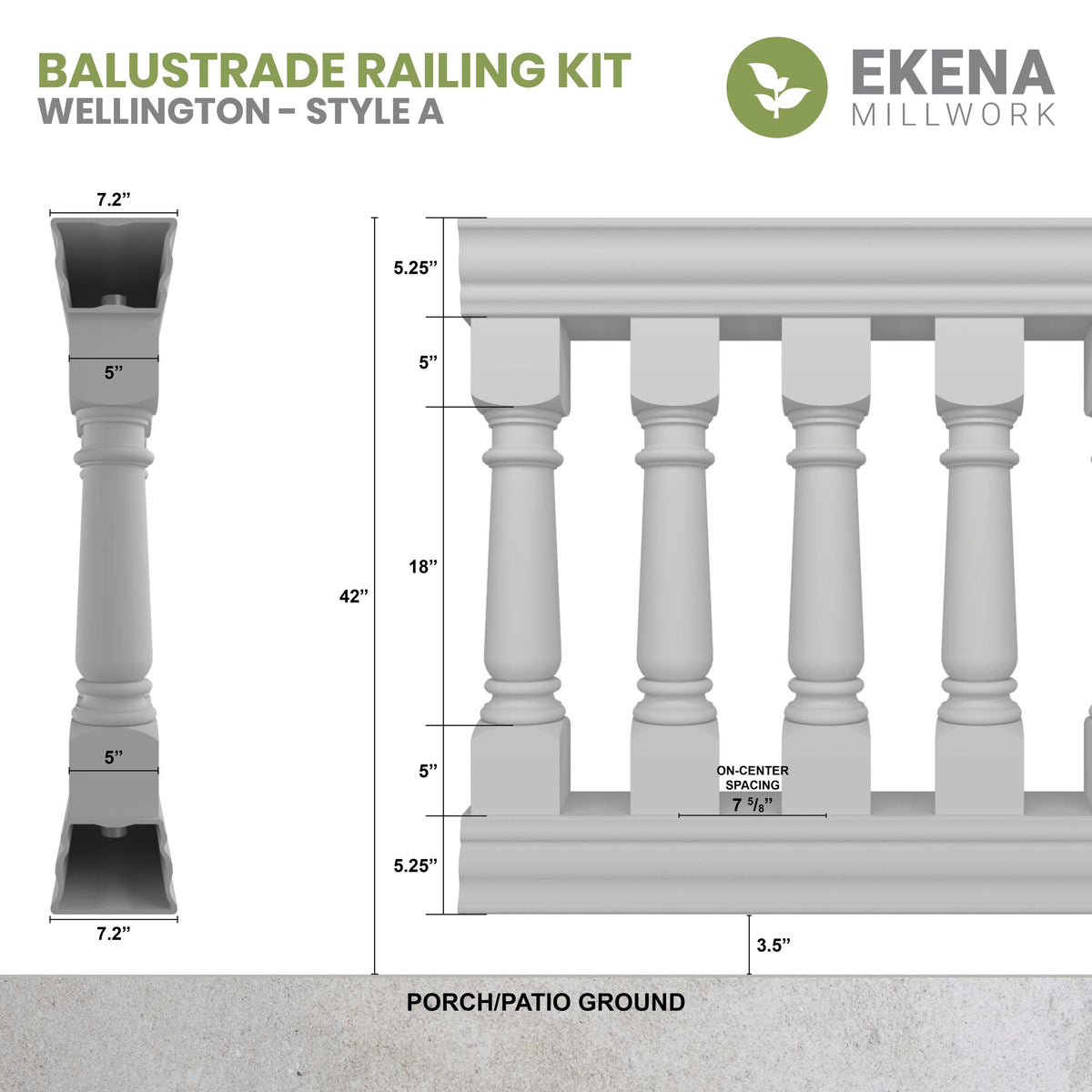 Ekena Millwork FiberThane Wellington Fiberglass Deck Rail Kit