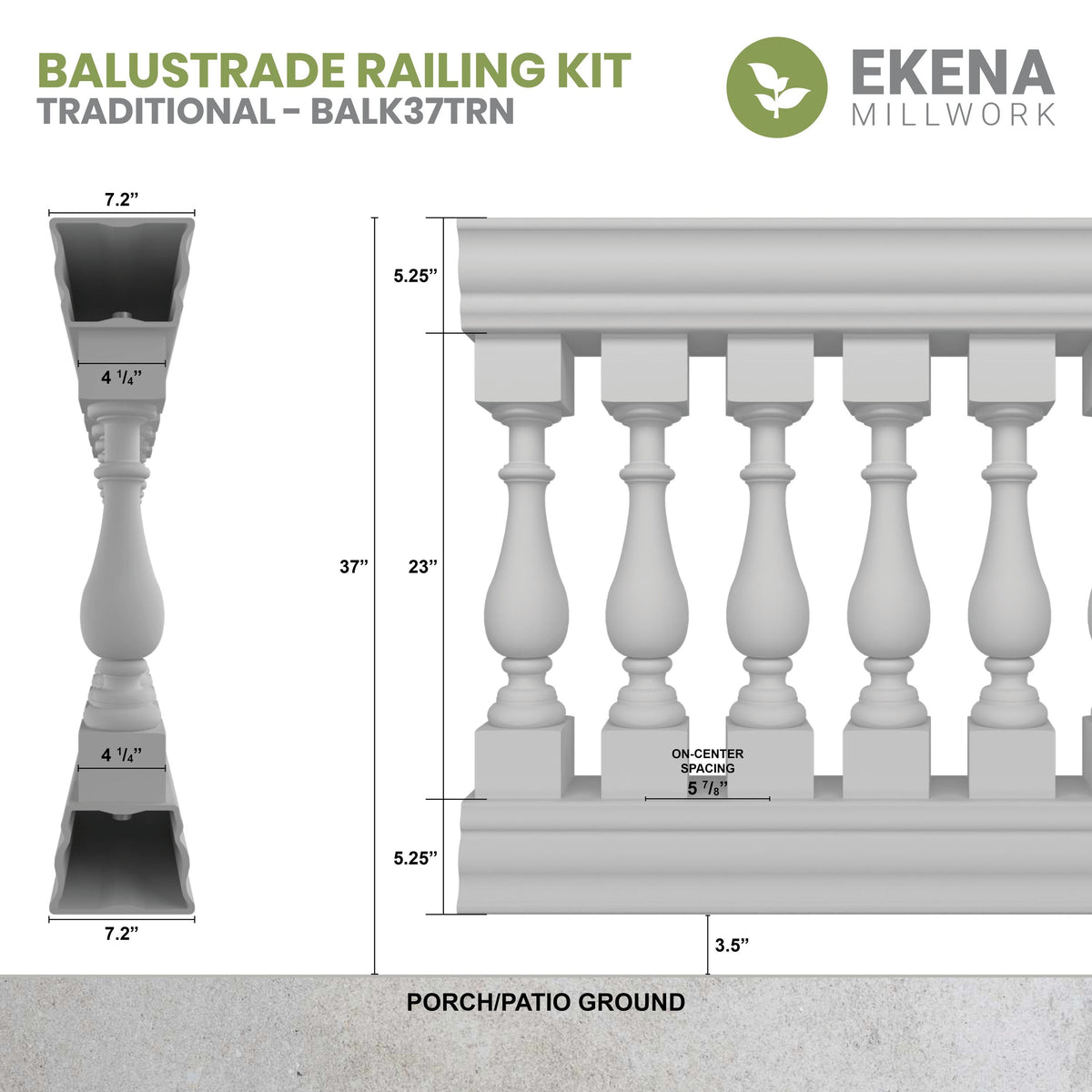 Ekena Millwork FiberThane Traditional Fiberglass Deck Rail Kit