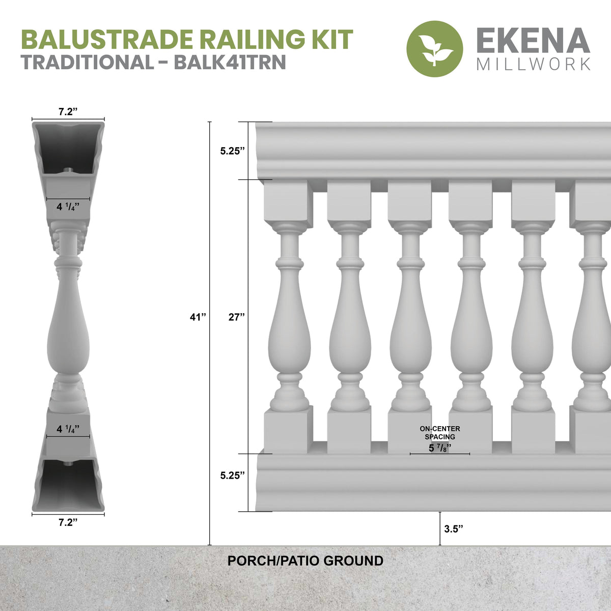 Ekena Millwork FiberThane Traditional Fiberglass Deck Rail Kit
