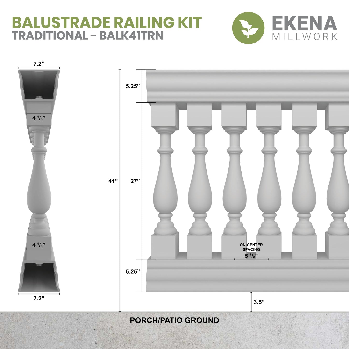Ekena Millwork FiberThane Traditional Fiberglass Deck Rail Kit