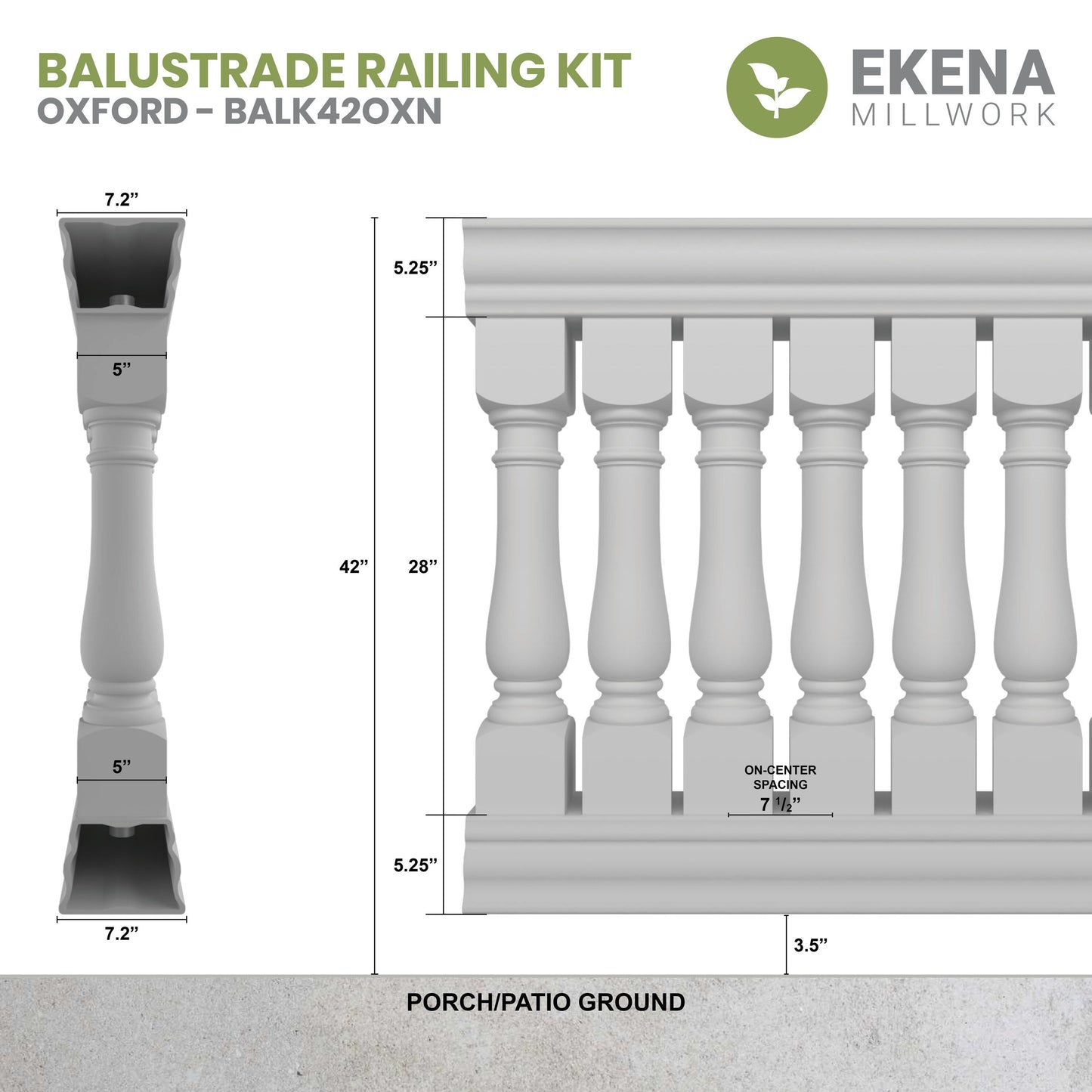 Ekena Millwork FiberThane Oxford Fiberglass Deck Rail Kit