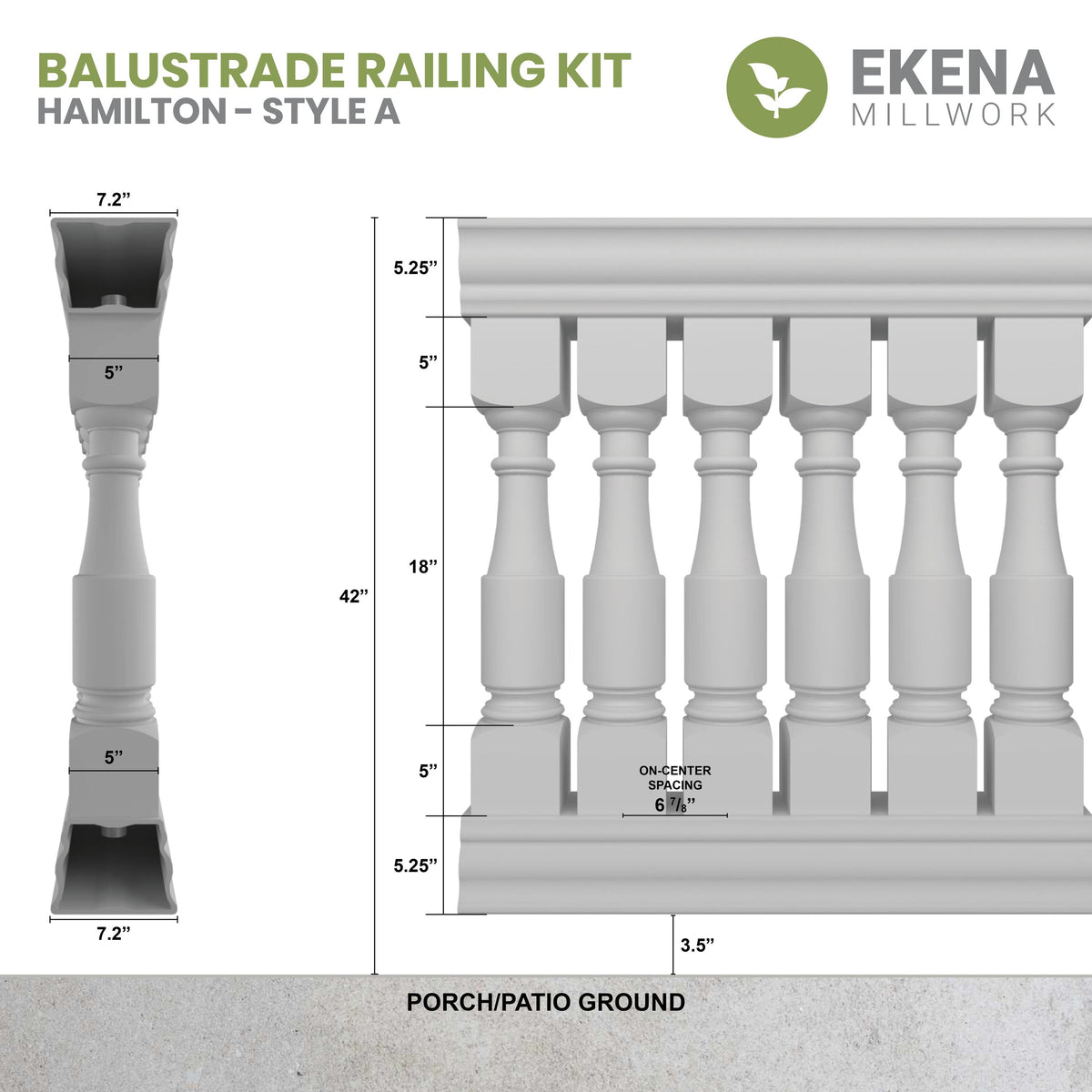 Ekena Millwork FiberThane Hamilton Fiberglass Deck Rail Kit