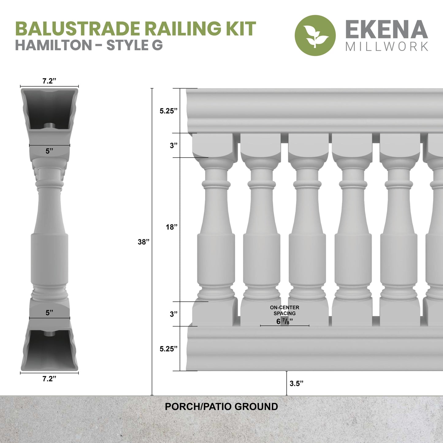 Ekena Millwork FiberThane Hamilton Fiberglass Deck Rail Kit