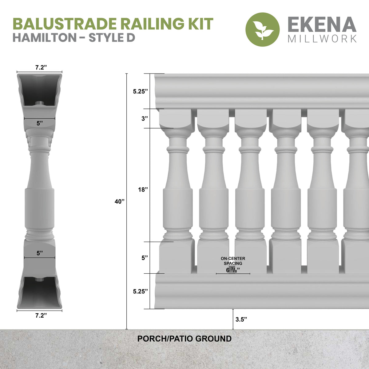 Ekena Millwork FiberThane Hamilton Fiberglass Deck Rail Kit