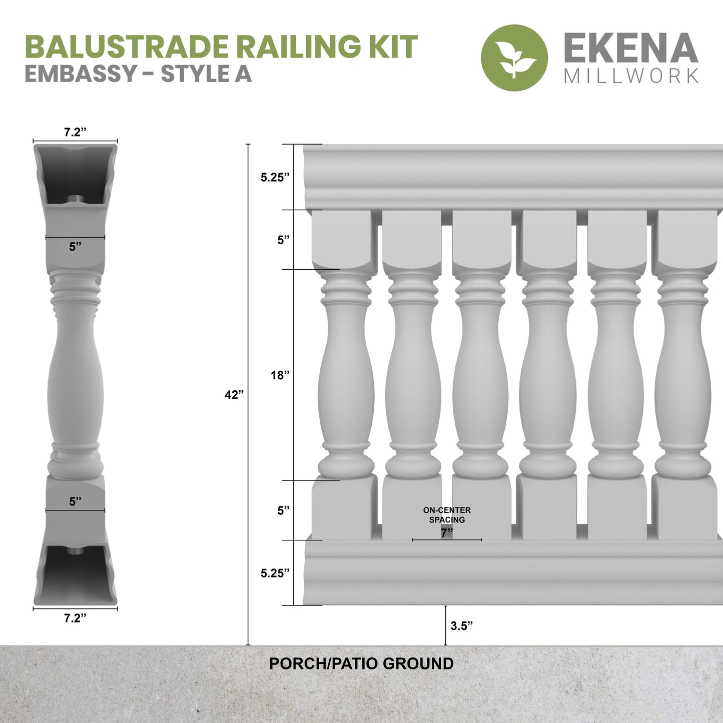 Ekena Millwork FiberThane Embassy Fiberglass Deck Rail Kit