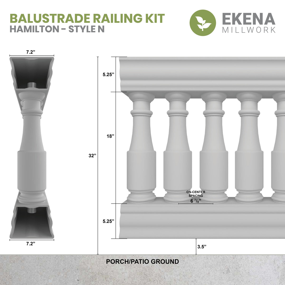 Ekena Millwork FiberThane Hamilton Fiberglass Deck Rail Kit