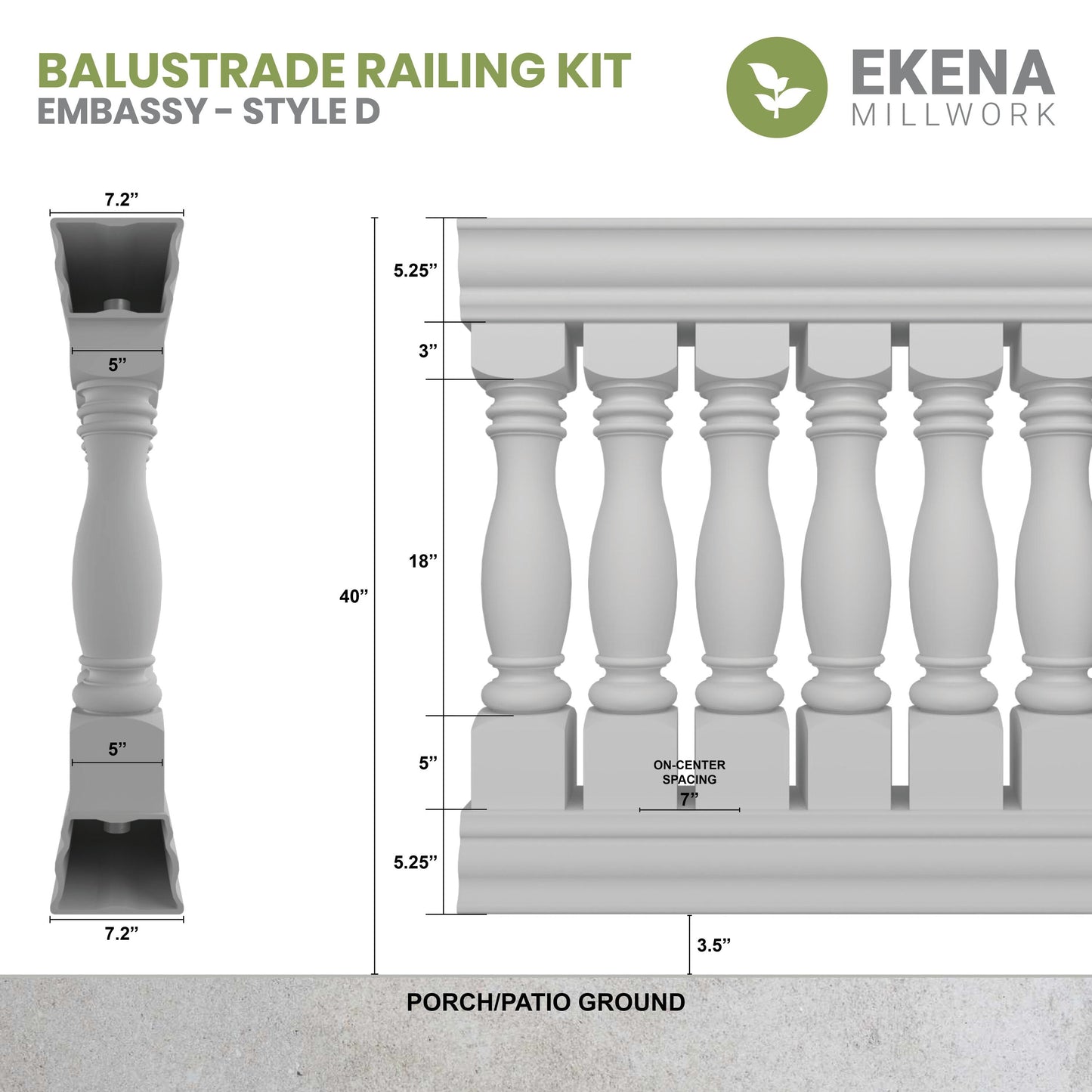 Ekena Millwork FiberThane Embassy Fiberglass Deck Rail Kit