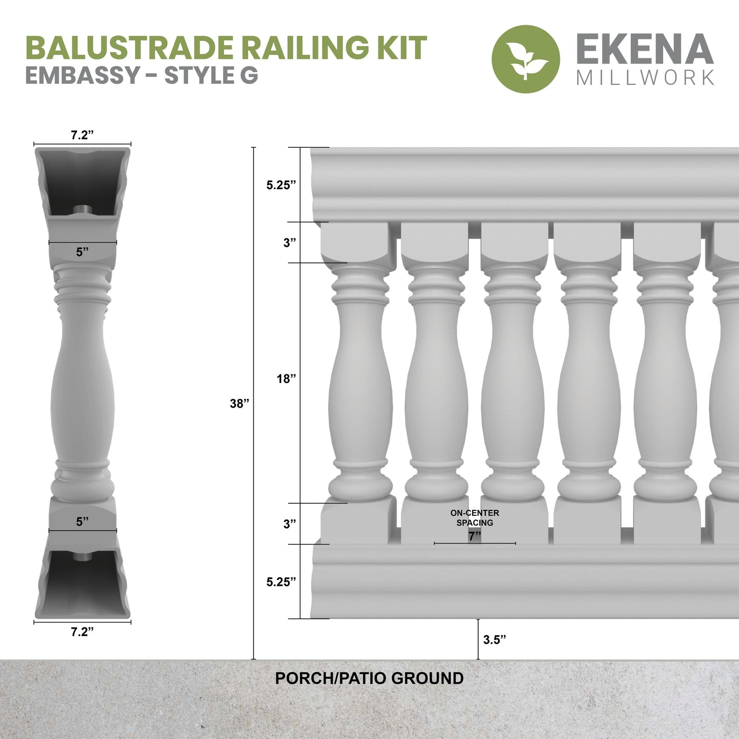Ekena Millwork FiberThane Embassy Fiberglass Deck Rail Kit