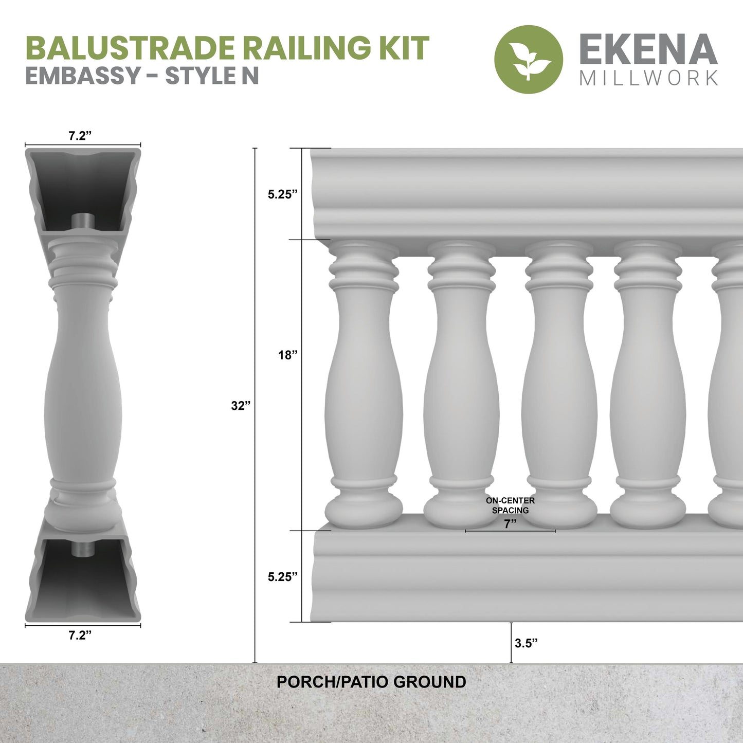 Ekena Millwork FiberThane Embassy Fiberglass Deck Rail Kit