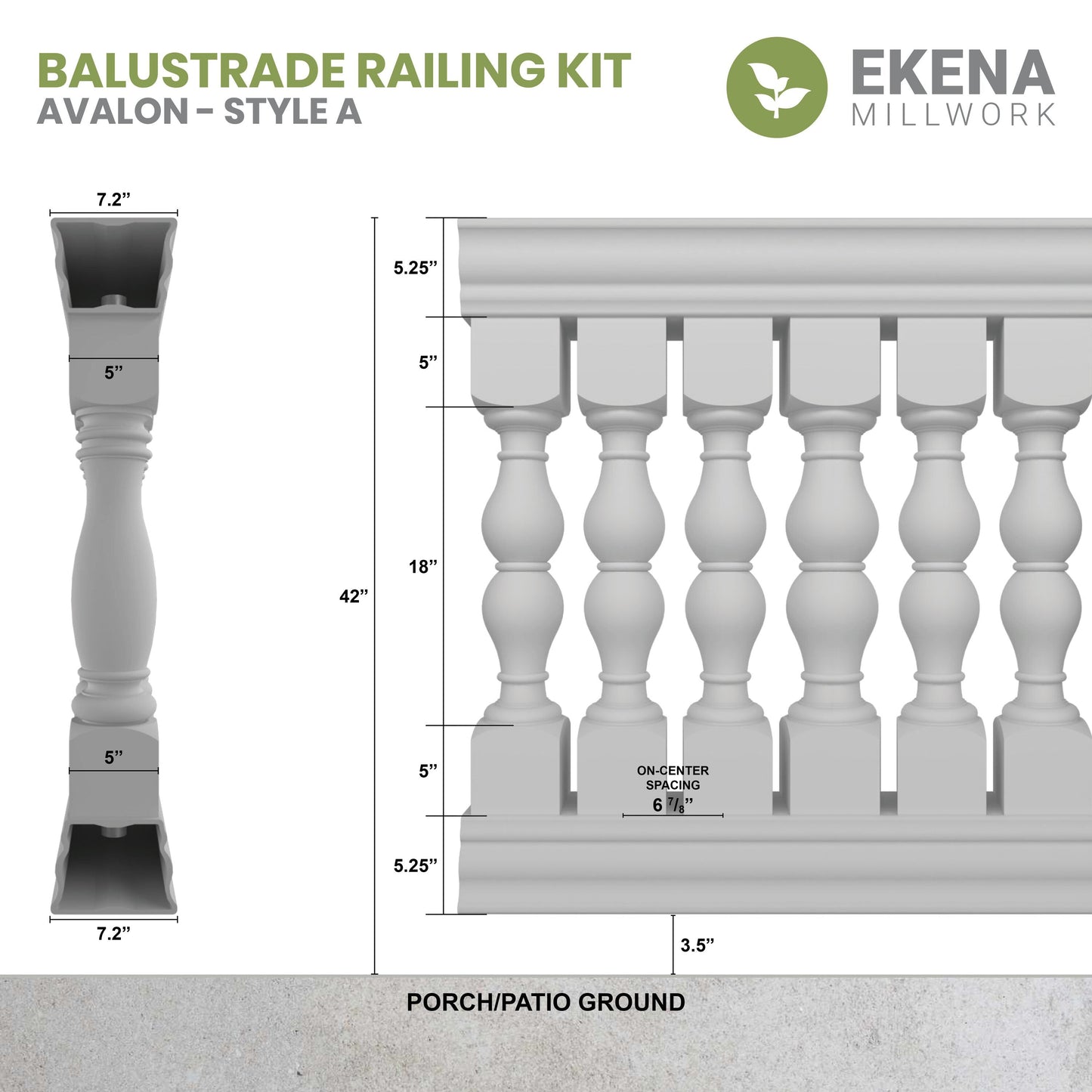 Ekena Millwork FiberThane Avalon Fiberglass Deck Rail Kit